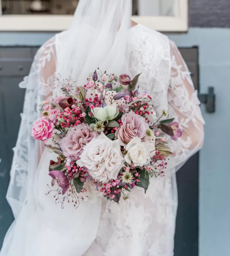 Bridal bouquet by House of Artz, with Talinum